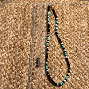Fake! Beaded Necklace in Black and Turquoise